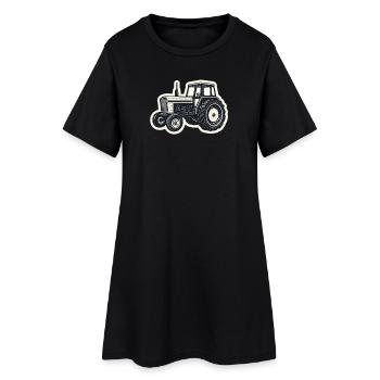 Traktor Linienzeichnung Vintage - Frauen T-Shirt-Kleid - Schwarz - Vorne