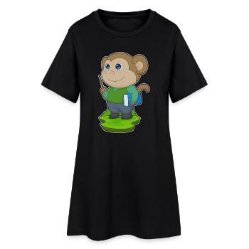 Monkey Teacher Book School - Women’s T-Shirt Dress - black - Front