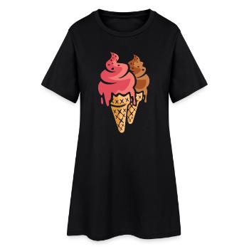 Deux glaces dessin animé - Robe T-shirt Femme - noir - Devant