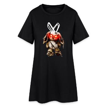 Dark stuffed bunny bunny with red eyes - Women’s T-Shirt Dress - black - Front