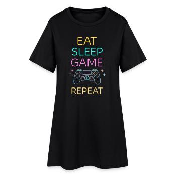 EAT SLEEP GAME REPEAT Neon Zocken Gaming - Frauen T-Shirt-Kleid - Schwarz - Vorne