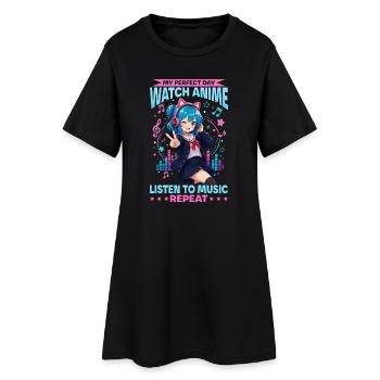 Anime et musique Chibi - Robe T-shirt Femme - noir - Devant