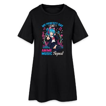 Anime et musique Chibi - Robe T-shirt Femme - noir - Devant