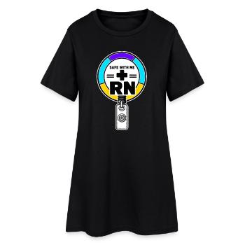 Pride Nurse RN Pride Safe With Me Badge Reel Gift - Women’s T-Shirt Dress - black - Front