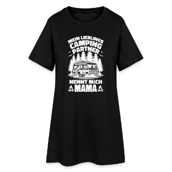 Lieblings Campingpartner Mama - Frauen T-Shirt-Kleid - Schwarz - Vorne