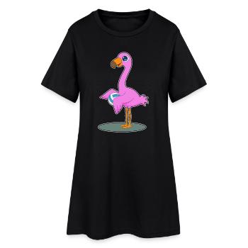 Flamingo Volleyballspieler Volleyball - Frauen T-Shirt-Kleid - Schwarz - Vorne