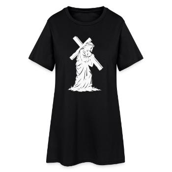 Kreuzweg Silhouette Jesu - Frauen T-Shirt-Kleid - Schwarz - Vorne