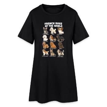 Französische Hunderassen-diagramm Niedliche - Frauen T-Shirt-Kleid - Schwarz - Vorne