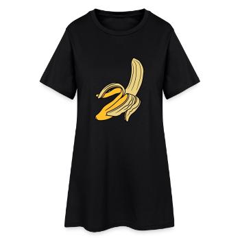 ouvert bananes pelées nourriture délicieuse - Robe T-shirt Femme - noir - Devant
