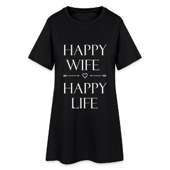 FEMME HEUREUSE VIE HEUREUSE Design - Robe T-shirt Femme - noir - Devant
