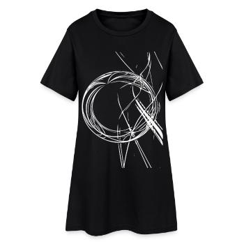 Kreislinien Chaos – Abstrakte Skizze - Frauen T-Shirt-Kleid - Schwarz - Vorne