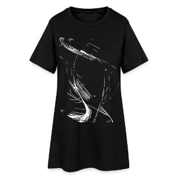 Abstrakte Linienskizze Schwarz - Frauen T-Shirt-Kleid - Schwarz - Vorne