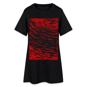 Image abstraite / rouge / motif / ligne - Robe T-shirt Femme - noir - Devant