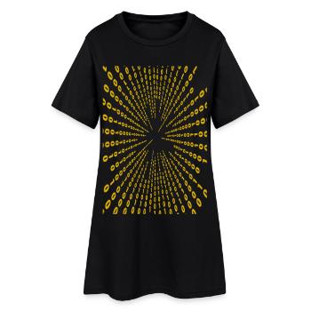 Goldenes Strahlenstern Muster - Frauen T-Shirt-Kleid - Schwarz - Vorne