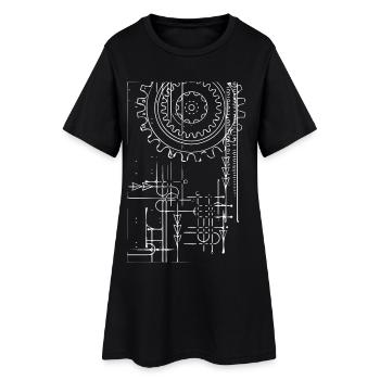 Roue engrenage (blanc) - Robe T-shirt Femme - noir - Devant