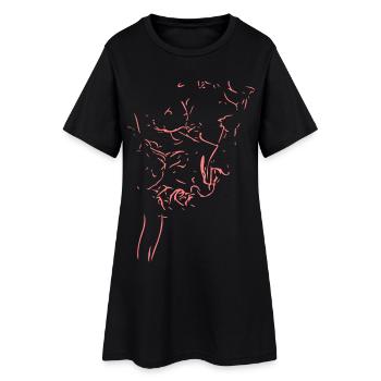 Rosa Kontur-Skizze: abstrakte Linienkunst - Frauen T-Shirt-Kleid - Schwarz - Vorne