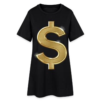 signe dollar - Robe T-shirt Femme - noir - Devant