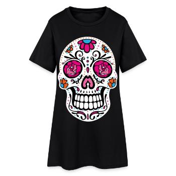 Sugar Skull Day Of The Dead Totenschädel - Frauen T-Shirt-Kleid - Schwarz - Vorne