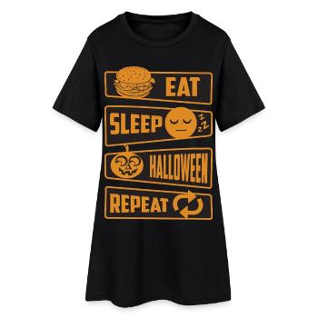 Manger, dormir, Halloween, répéter - Robe T-shirt Femme - noir - Devant
