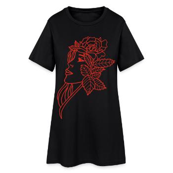 La dame et la rose (rouge) - Robe T-shirt Femme - noir - Devant