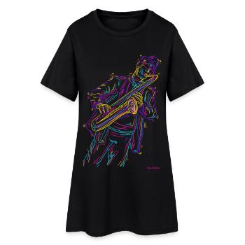 Jazz Saxophon - Frauen T-Shirt-Kleid - Schwarz - Vorne