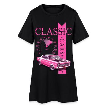 Classic Car - Frauen T-Shirt-Kleid - Schwarz - Vorne