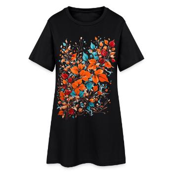 Fleurs d’automne aux noix - Robe T-shirt Femme - noir - Devant