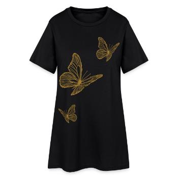 Papillons en filigrane or d’été - Robe T-shirt Femme - noir - Devant