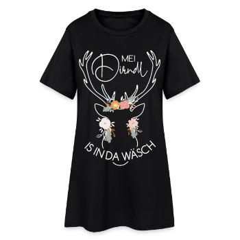 Feenhaftes Rentier mit Blumenkranz Trachtenshirt - Frauen T-Shirt-Kleid - Schwarz - Vorne