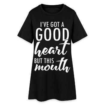 J’ai un bon cœur, mais cette bouche - Robe T-shirt Femme - noir - Devant