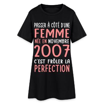 Anniversaire 18 ans - Née en Novembre 2007 - Robe T-shirt Femme - noir - Devant