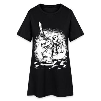 La dernière attaque - Pion chevauchant un chevalier d’échecs - Robe T-shirt Femme - noir - Devant