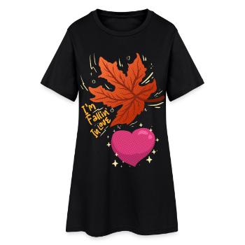 Je tombe amoureux - feuille d’érable qui tombe amoureuse - Robe T-shirt Femme - noir - Devant