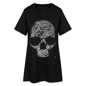 Un crâne avec une empreinte digitale. - Robe T-shirt Femme - noir - Devant