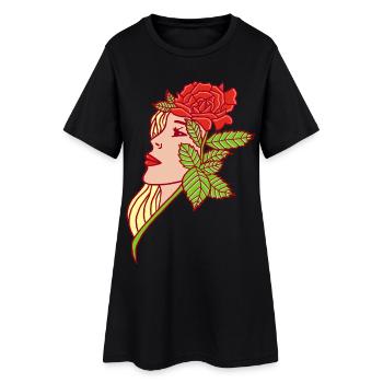 La jeune femme et la rose - Robe T-shirt Femme - noir - Devant