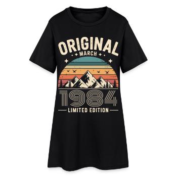 Vintage Born in March 1984 Original 42 years ago - Women’s T-Shirt Dress - black - Front
