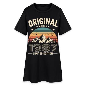 Vintage Né(e) en mars 1987 Original depuis 39 ans - Robe T-shirt Femme - noir - Devant