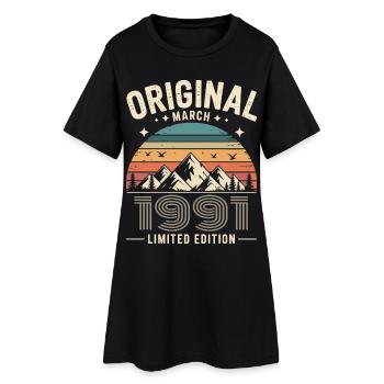 Vintage Born in March 1991 Original 35 years ago - Women’s T-Shirt Dress - black - Front