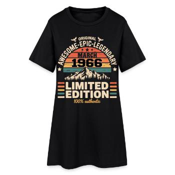 Millésime Anniversaire Mars 1966 March 1966 - Robe T-shirt Femme - noir - Devant