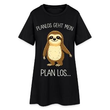 Planlos geht mein Plan los – Faultier - Frauen T-Shirt-Kleid - Schwarz - Vorne
