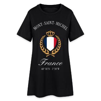 Mont-Saint-Michel Frankreich Wappen Reise Souvenir - Frauen T-Shirt-Kleid - Schwarz - Vorne