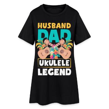 Mari Papa Ukulélé Légende Drôle Fête des Pères - Robe T-shirt Femme - noir - Devant