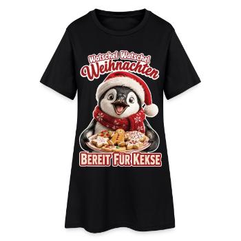 Watschel Watschel Weihnachten Pinguin - Frauen T-Shirt-Kleid - Schwarz - Vorne