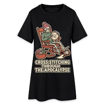 Cross Stitching Through The Apocalypse - Frauen T-Shirt-Kleid - Schwarz - Vorne