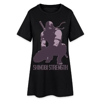 Shinobi Strength Anime Sportshirt – Ninja Workout - Frauen T-Shirt-Kleid - Schwarz - Vorne