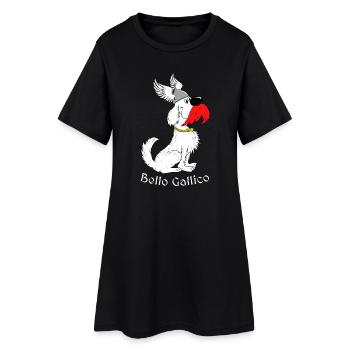 « Bello Gallico - le chien gaulois » police blanche - Robe T-shirt Femme - noir - Devant