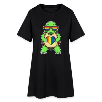 Tortue arc-en-ciel - Robe T-shirt Femme - noir - Devant