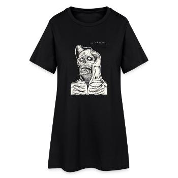 Skull Hoodie Line Drawing - Women’s T-Shirt Dress - black - Front