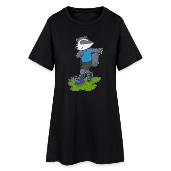 Waschbär Inline skating Inline skates - Frauen T-Shirt-Kleid - Schwarz - Vorne