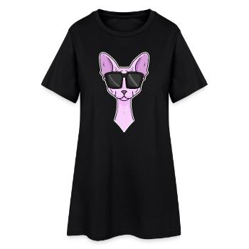 Chat cool avec lunettes de soleil - race de chat Sphynx - Robe T-shirt Femme - noir - Devant